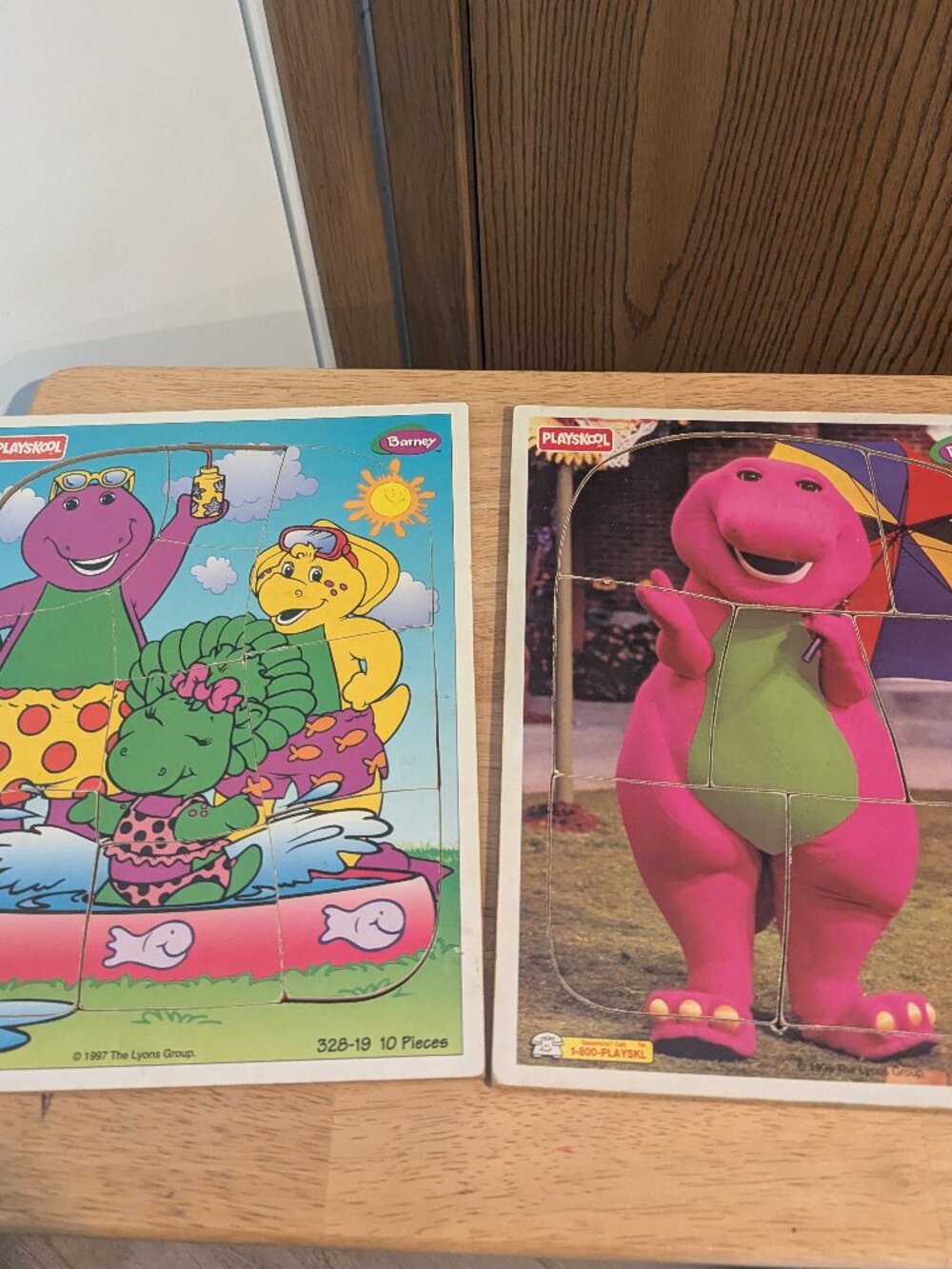 VTG 1990s Barney and Friends Tray/Board Puzzles-Playskool-Bundle of 2